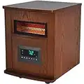LIFESMART 6 Element Large Room Infrared Quartz Heater with Wood Cabinet and Remote