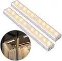 OUSFOT Luci Armadio Guardaroba con Sensore di Movimento, Luce per Armadio con Sensore Usb Ricaricabile 10 Led Striscia Magnetica Adesiva per Armadio Camera da letto (Bianca Calda)