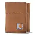 Carhartt Men's Standard Trifold, Durable Wallets, Available Canvas Styles, Saddle Leather (Brown), One Size