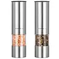 SIMPLETASTE Electric Salt and Pepper Grinder Set, Automatic One Handed,Stainless Grinders with Lights and Adjustable Coarseness,Battery Operated