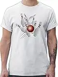 T-Shirt Herren - Bowling & Kegeln - Kegeln alle 9 Kegeln Kugel - XXL - Weiß - bowlingball t Shirt bowlingkugel Tshirt Kegel Shirts pin Kugeln Ball - L190