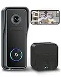 EUKI Wireless WiFi Video Doorbell Camera with Chime, 2K HD Smart Video Doorbell, Battery Operated, PIR Motion Detection, Night Vision, 2-Way Audio, Supports SD Card & Cloud Storage