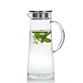 GuDoQi 1.4 Liter Water Jug, Glass Jug with Lid, Water Pitcher Glass Carafe, Borosilicate Glass Water Jar, Juice Pitcher, Water Carafe for Juice, Tea Beverage