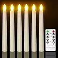 Ymenow - Candele LED per Finestre, 6 Pezzi Candela da Tavolo Senza Fiamma a Batteria con Timer Remoto per Casa, Cena, Matrimonio, Vacanza, Decorazione - Bianco Caldo