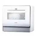 COMFEE' Portable Dishwasher, Countertop Dishwasher with 3 Place Settings, Mini Dishwasher with More Space Inside, 6 Programs, Auto-Open Drying, Touch Control, White