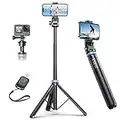 Kaiess 62" iPhone Tripod, Selfie Stick Tripod & Phone Tripod Stand with Remote, Cell Phone Tripod for iPhone, Extendable Travel Tripod Compatible with iPhone 14/13/12 Pro Max/Android/GoPro