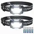 Victoper 2 Pack LED Headlamp, 1100 Lumen Bright Light Head Lamp with 4 Mode, IPX5 Waterproof Head Light with Red Light for Running Fishing Hiking Camping, Outdoor Head Flashlight for Adults Kids,White