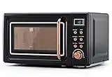 Compact Microwave Oven, SIMOE Retro Small Countertop Microwave 0.7 cu. ft. 700W with 8 Auto-cooking Set(Black)