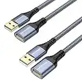 ANMIEL 2 Pack 10FT+10FT USB Extension Cable, USB A Male to Female Extension Cord Durable Material Data Transfer Compatible with Printer,USB Keyboard,Flash Drive,Hard Drive,Playstation