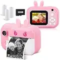 MINIBEAR Instant Camera for Kids Digital Camera for Girls Toddler Camera with Print Paper, 40MP Kids Video Camera Child Selfie Camera Toy Camera Kids Camcorder 2.4 Inch Screen and 32GB TF Card (Pink)