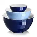 DOWAN Mixing Bowls for Kitchen, 4.25/2/0.5 Qt Salad Serving Bowls Set of 3, Large Ceramic Nesting Bowls for Cooking Baking, Porcelain Prep Bowls, Microwave and Dishwasher safe, Blue