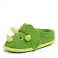 Dearfoams unisex child Kids Peyton Animal Character Clog Slipper, Green Dinosaur, 7-8 Toddler US