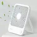 JISULIFE Desk Fan Battery Rechargable Fan，4500mAh 180°Foldable Portable Personal Fan, 4 Speeds Adjustable Long Battery-life for Home Office Travel Outdoor-White