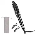 LOVANI Mini Travel Hair Curling Iron Brush,Dual Voltage Portable Ceramic Ionic Anti-scald 3/4 Inch Hot Hair Curler Brush,3 in 1 Hot Brush with Travel Bag