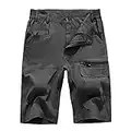 YSENTO Men's Golf Cargo Shorts Relaxed Fit Quick Dry Strech Hiking Work Shorts 5 Pockets Dark Grey Size 34