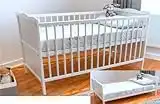 B4Beds White Solid Wood Convertible Newborn Baby Cot Bed w/ Free Baby Bed Deluxe Included Wooden Nursery Furniture Converts Into A Junior Toddle Bed 120 x 60 cm or 140 x 70 cm (140x70cm) (gdfgdg)