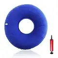 ColdShine Hämorrhoiden Sitzkissen Aufblasbares Orthopädisches Rundkissen Weich Sitzring mit Pumpe Härte einstellbar Blau 35cm