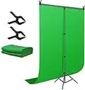 LENCARTA Green Screen Background with Stand Kit 2m x 3m (6.5ft x 9.8ft) GreenScreen Photography Backdrop Kit for Gaming, Photo Studio, Streaming, TikTok, Chroma Key, YouTube, Zoom, Teams