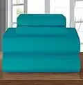 Elegant Comfort Luxury 1500 Thread Count Egyptian Quality Microfiber 4-Piece Premium Hotel Sheet Set-Wrinkle Resistant, All Around Elastic Fitted Sheet, Deep Pocket up to 16", Queen, Turquoise