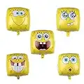 5pcs 18 "Palloncini SpongeBob SquarePants, ZHULIA-SpongeBob SquarePants Palloncini Foil, Palloncini Quadrati Cartoon per Feste di Compleanno, Baby Shower, Articoli per Feste