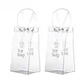 Bolsas para Botellas de Vino de Hielo Plegable, 2 Pcs PVC Champagne Enfriador de Botellas de Vino con Asa, Bolsas de Hielo de Refrigerador para Pubs y Restaurantes, Hogar, para Navidad, Boda, Fiesta