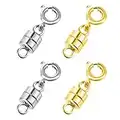 4 Pack Magnetic Necklace Clasps Magnetic Clasps for Necklaces Jewelry Clasps Connector for Jewelry Bracelet Necklace Making (2CM Gold&Silver)