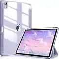 FINTIE Hybrid Case Compatible with iPad Air 5th Generation (2022) / Air 4th Generation (2020) 10.9 inch - Slim Clear Back Cover with Pencil Holder, Auto Wake/Sleep, Lilac Purple