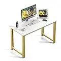 Dorriss Computer Desk,Home Office Desks, 47" Computer Table, Writing Desk,Marble Desk,White and Gold Desk, White Faux Marble Desk,Gold Metal Frame, White Desk,Marble Computer Desk for Home Office