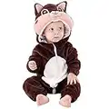 COOKY.D Pagliaccetto invernale unisex con cappuccio animale 3-24 mesi, Scoiattolo marrone., 6 mesi