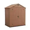 Keter Darwin Outdoor Apex Double Door Garden Storage Shed 6 x 4ft Brown Wood look and feel | Fade Free | All Weather Resistant | Safe and Secure | Zero Maintenance | 15 year Warranty