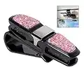 Cisixin Titulares de Gafas para el Parasol del Coche, Soportes de Gafas de Sol de Diamante para El Coche, Gafas de Sol con Clip de Tarjeta de Boleto Accesorios (Rosa)