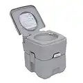 Outsunny 20L Portable Travel Mobile Toilet Outdoor Camping Handle WC with 2 Detachable Tanks & Push-Button Operation, Grey