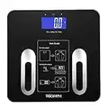 Triomph Precision Body Fat Scale with Backlit LCD Digital Bathroom Scale For Body Weight, Body Fat,Water,Muscle,BMI,Bone Mass and Calorie,10 User Recognition 400 lbs Capacity,Fat Loss Monitor,Black