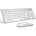 Wireless Keyboard Mouse, 2.4G USB Thin Wireless Combo Rechargeable Mouse for Laptop,Desktop,Notebook,Computer,Smart TV -White+Silver