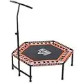 HOMCOM 48” Mini Fitness Trampoline Rebounder Indoor Outdoor Mini Jumper with Adjustable Handle Hexagonal Orange