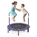 Trampolin Kinder,Ø91cm Fitness Trampolin für Kinder mit,Trampolin Indoor Kinder Verstellbarem Handlauf und Sicherheitsgepolsterter Abdeckung,bis 150 kg belastbar,für Jungen Mädchen ab 2 3 4 5 6 Jahren