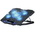 TopMate C5 Base di Raffreddamento da Gioco per Portatile da 10-15,6 Pollici, Supporto di Ventole per PC Portatile Regolabile in Altezza con 5 Ventole Silenziose Luce LED Blu con Controller LCD