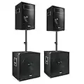 Vonyx PA Lautsprecher Set, Passive Musikboxen, DJ Equipment, 1700 Watt 2X Subwoofer, 2X Topteile, 2X Bi-amp Lautsprecherkabel, PA System, für Partys, Gigs und kleine Festivals