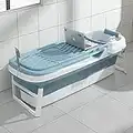 Schwänlein® Faltbare Badewanne Erwachsene 158x64x54cm | Klappbare mobile Badewanne ideal für kleine Badezimmer | foldable bathtub | tragbare Klappbadewanne zum Aufstellen blau