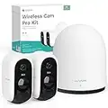 WUUK 2K Wireless Outdoor Security Camera, 32GB Free Local Storage Base Station, No Monthly Fee, Battery Operated Camera, Night Vision, Home Security Camera System, Compatible with Alexa & Google