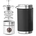 FOSKU French Press Coffee Maker Set, Stainless Steel Camping Coffee Maker and Coffee Canister with Travel Bag, 1 or 2 Cups Small French Press Double Walled 350ml/12oz, Dishwasher Safe