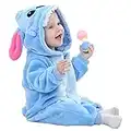 MUST ROSE SPORTS AND HOMEWEAR Unisex Baby Flannel Romper Animal Onesie Costume Hooded Cartoon Outfit Suit (Blue, 90(12-17M))