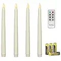 Rhytsing Set di 4 Candele a Led Bianco Coniche con Telecomando e Batterie, Natale Decorazione Luminosa Uso Interno H 27,5cm