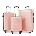 LUGG Travel Suitcase Set, 3 Hard Shell Cabin & Hold Luggage, Airline Approved, Lightweight & Strong, Secure TSA Lock, Internal Storage Pockets, Smooth Turning Wheels, 20" 25" 29" Suitcases (Rose Gold)