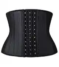 YIANNA Women's Underbust Latex Sports Girdle Short Torso Waist Training Corsets Tummy Control Sports Workout Hourglass Body Shaper, YA110299-Black-M