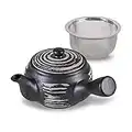 Black Tea Pot Kyusu Tea Maker with Infuser for Loose Tea Ceramic Japanese Teapot with Side Handle 11.8 oz. 350ML for Office, Home, Tea Drinker Gifts