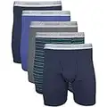 Gildan Men's Underwear Boxer Briefs, Multipack, Mixed Navy (5-Pack), Medium