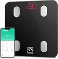 Bluetooth Body Fat Scale, FITINDEX Smart Wireless Digital Bathroom Weight Scale Body Composition Monitor Health Analyzer with Smartphone App for Body Weight, Fat, Water, BMI, BMR, Muscle Mass