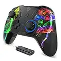 Manette PC/PS3 sans Fil Rechargeable, EasySMX 9110 2.4G Manette PC, Manette PS3 avec Double Vibration et Turbo, Compatible pour PC, PS3 et Switch, Multicolore