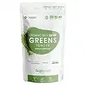 Organic Super Greens Powder 200g (40 Servings) – Vitamins & Mineral Rich Green Powder - Soil Association Certified - Blend of Greens and Superfood Powder - GMO Free & Alkaline Superfood Powder